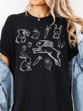 Graphic Bunny Easter Shirt, Easter Gift, Cute Spring Tee